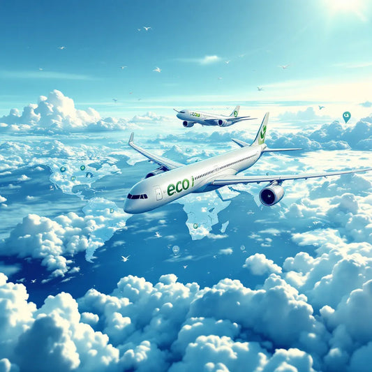 Modern airplane flying over a world map