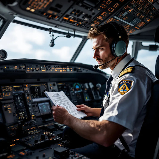 Pilot studying English materials