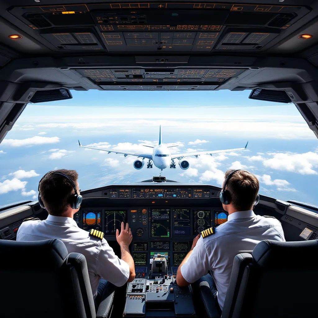 Pilots communicating in a cockpit