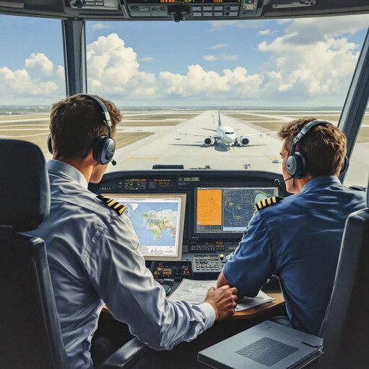 Pilots and controllers in a control tower