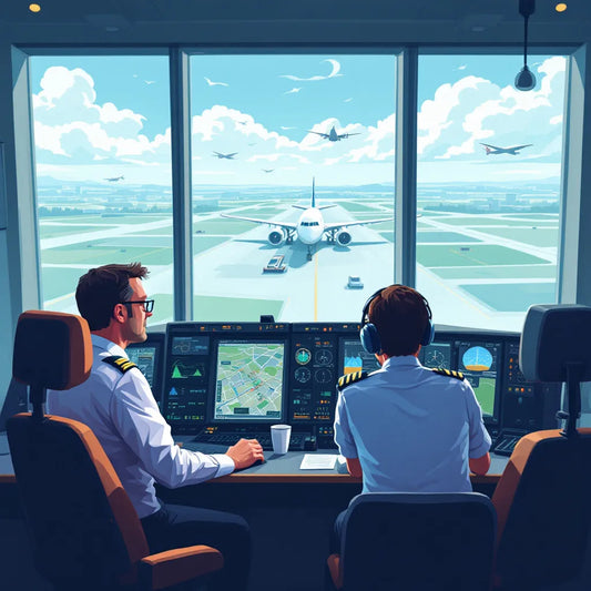 Pilots and air traffic controllers communicating