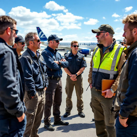 Aviation professionals in discussion