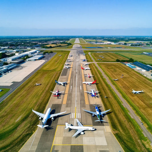 Aerial view of English airfield
