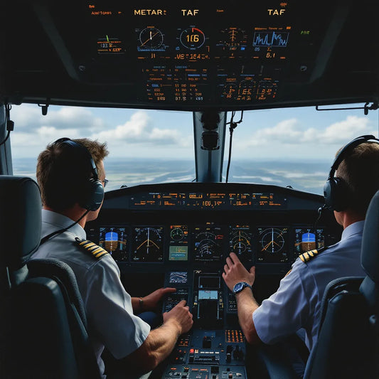 Pilots in a cockpit communicating