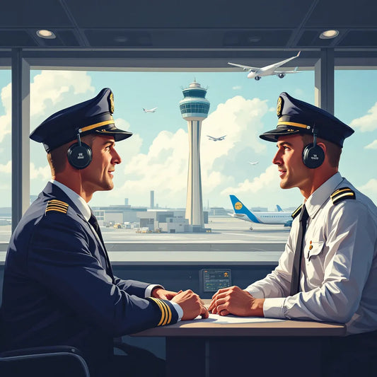 Pilots and controllers communicating in aviation