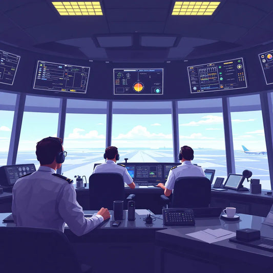 Pilots and air traffic controllers at work