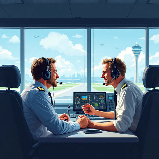 Pilot and air traffic controller communicating