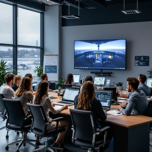 Aviation classroom with students