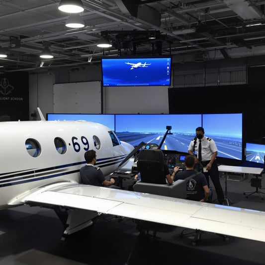 pilot school with aircraft and simulator