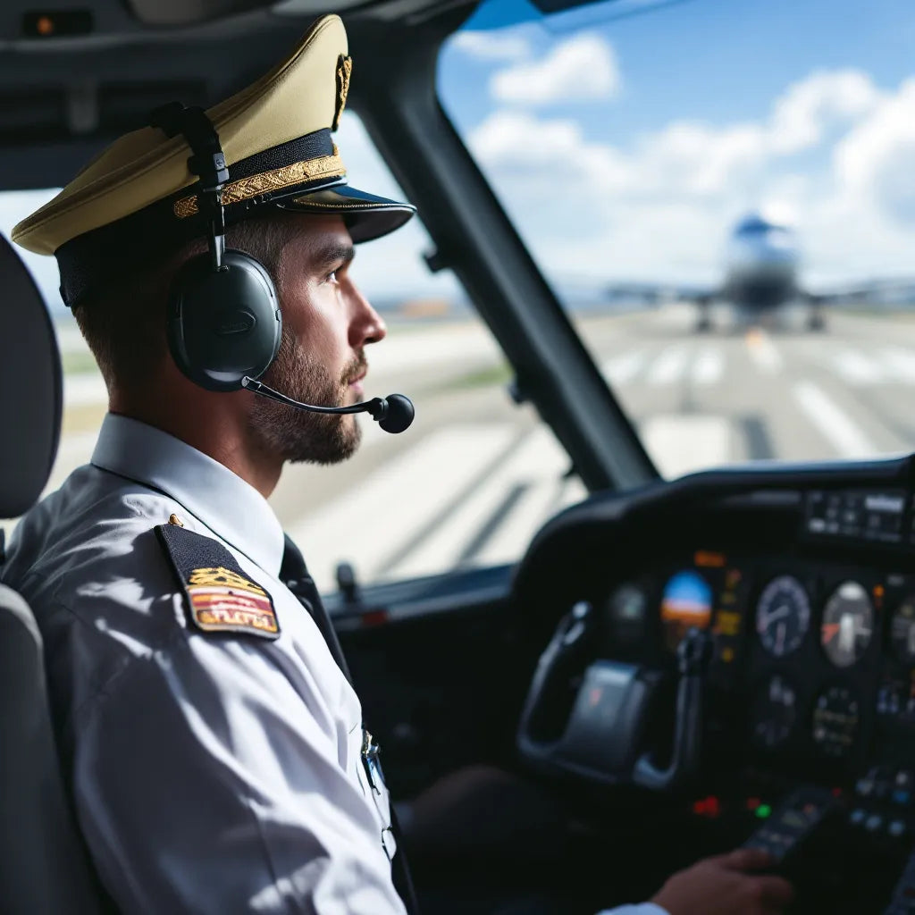 Commercial pilot in cockpit