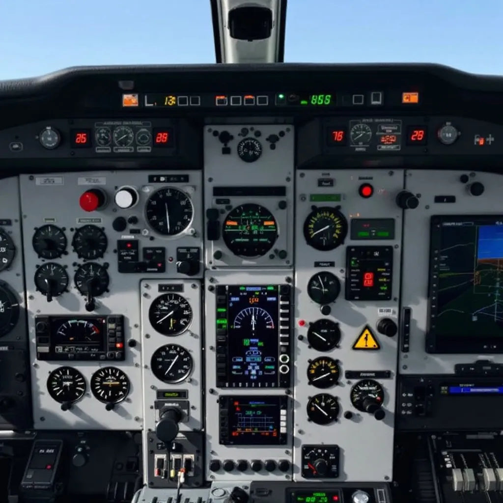 Airplane dashboard with controls