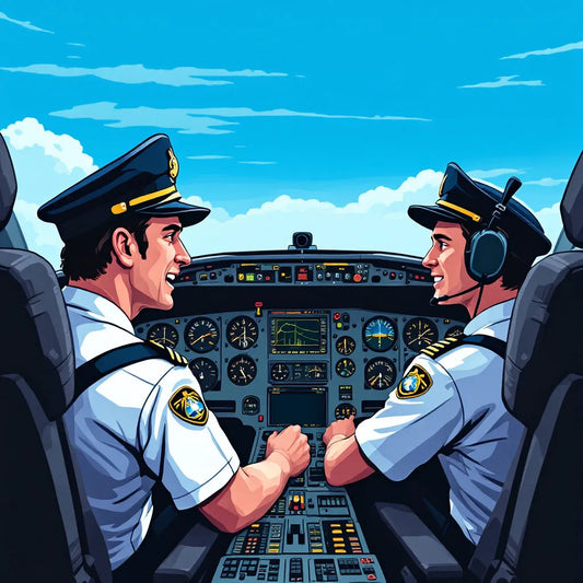 Pilots communicating in a cockpit