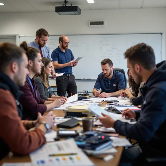 Aviation English instructors in a classroom