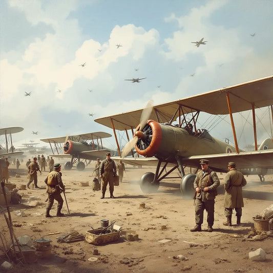 Early English aviation scene with planes