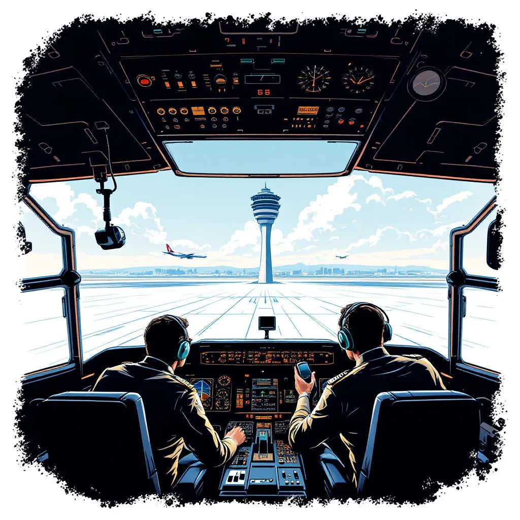 Pilots communicating in cockpit