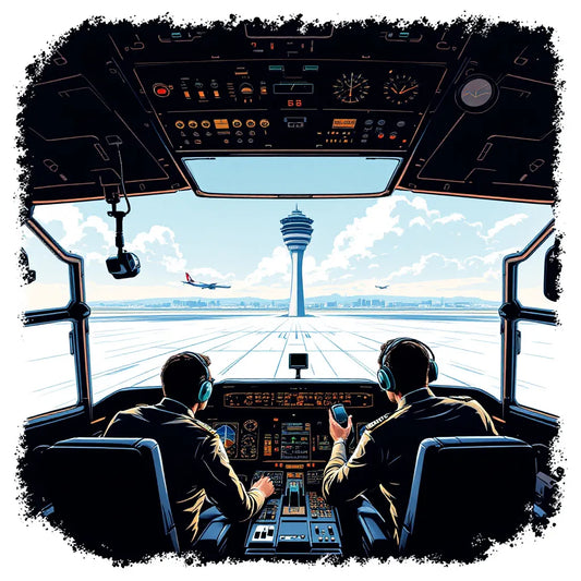 Pilots communicating in cockpit