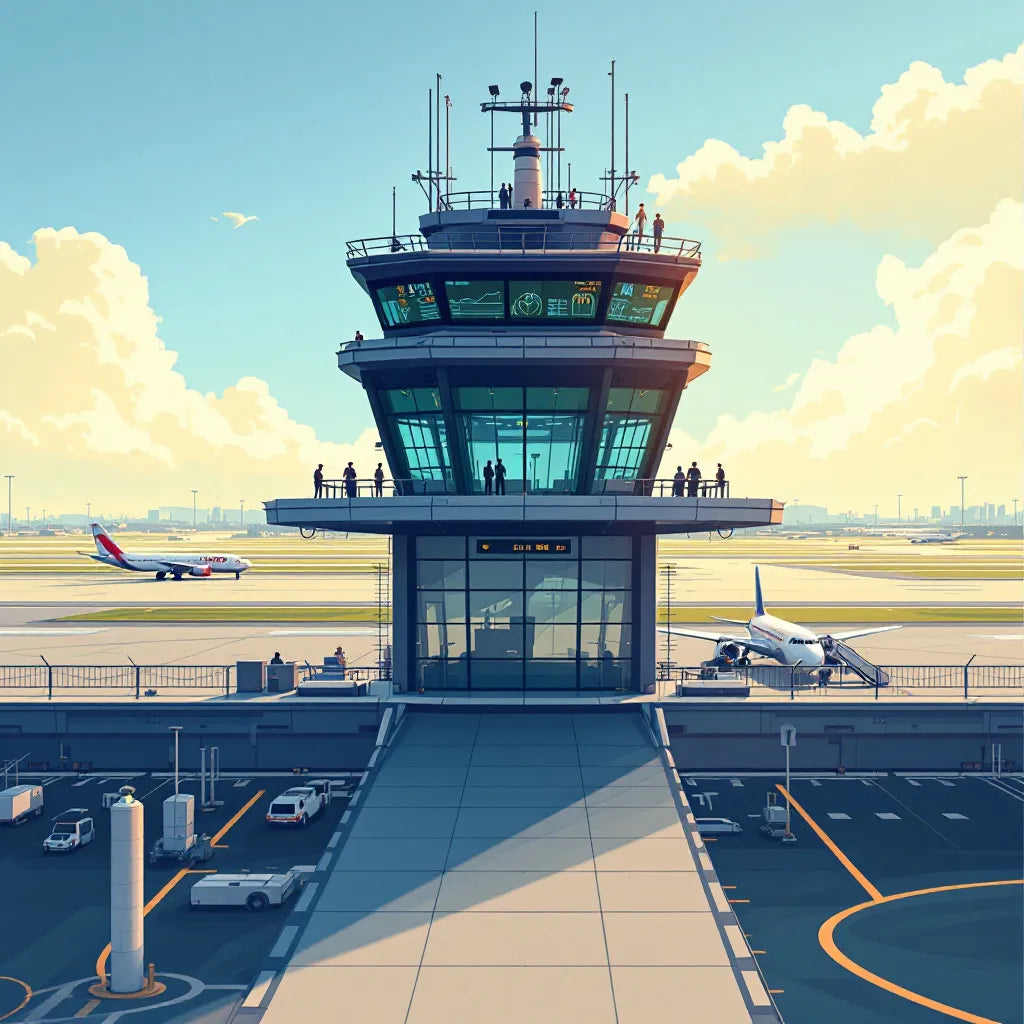 pilots and controllers communicating at airport