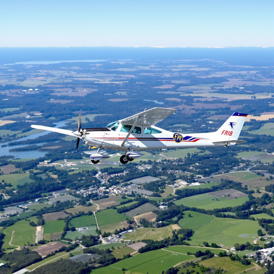 airplane flying over a scenic landscape