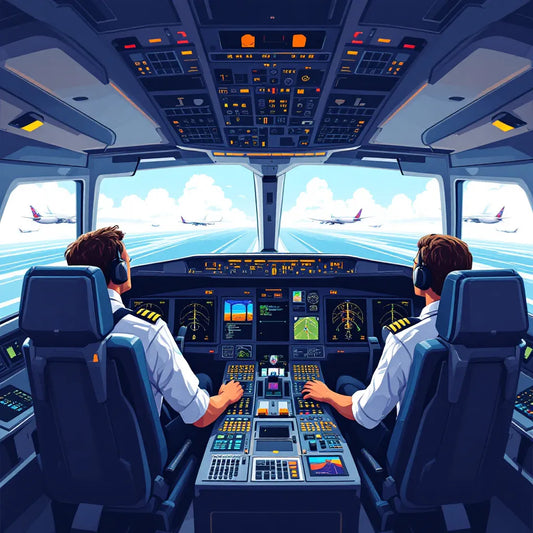 Pilots communicating in cockpit