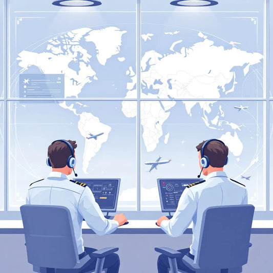 Pilots and air traffic controllers communicating